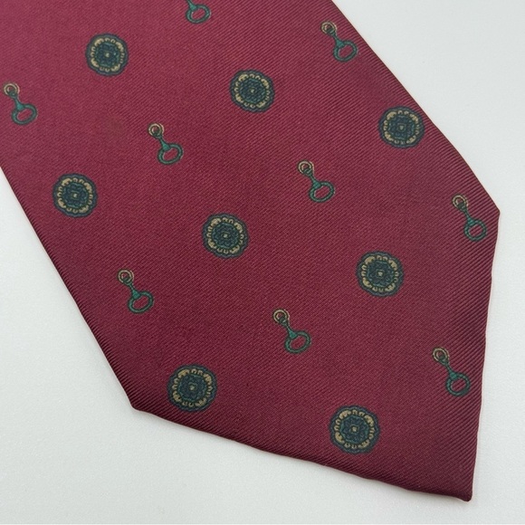 Lanvin Burgundy Patterned Pure Silk Tie Made in Italy - Picture 1 of 7
